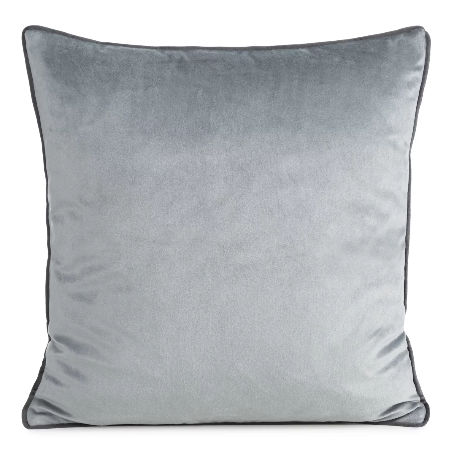 Poszewka na poduszkę 45x45 cm welwetowa, srebrna o delikatnym połysku z ozdobną lamówką GAJA 2