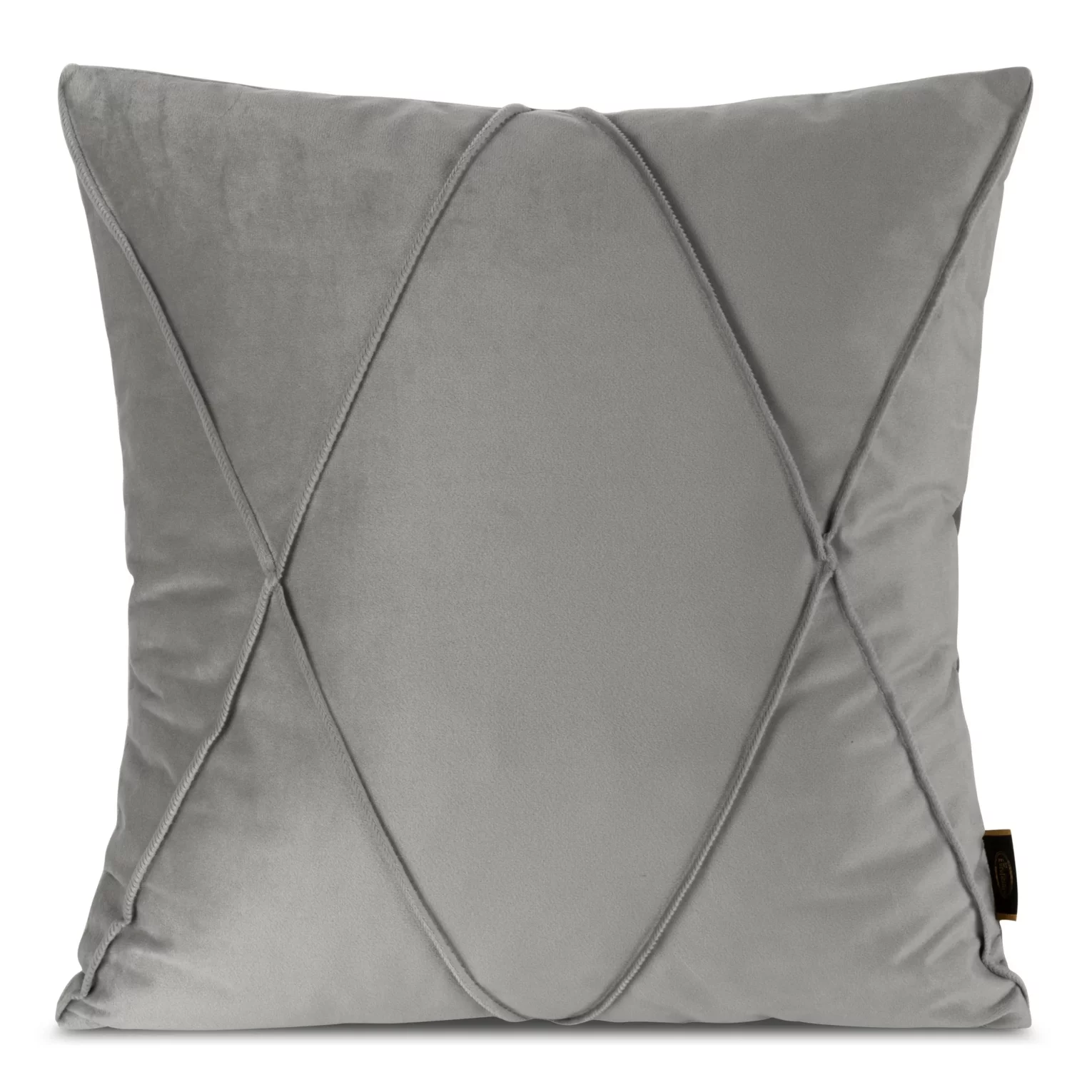 Poszewka na poduszkę 45x45 cm welwetowa srebrna z geometrycznym przeszywanym wzorem NALA 1 Eurofirany Premium