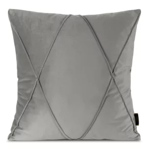 Poszewka na poduszkę 45x45 cm welwetowa srebrna z geometrycznym przeszywanym wzorem NALA 1 Eurofirany Premium