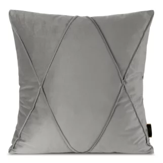 Poszewka na poduszkę 45x45 cm welwetowa srebrna z geometrycznym przeszywanym wzorem NALA 1 Eurofirany Premium