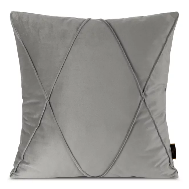 Poszewka na poduszkę 45x45 cm welwetowa srebrna z geometrycznym przeszywanym wzorem NALA 1 Eurofirany Premium