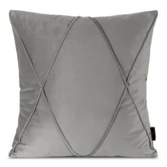 Poszewka na poduszkę 45x45 cm welwetowa srebrna z geometrycznym przeszywanym wzorem NALA 1 Eurofirany Premium