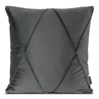 Poszewka na poduszkę 45x45 cm welwetowa stalowa z geometrycznym przeszywanym wzorem NALA 1 Eurofirany Premium