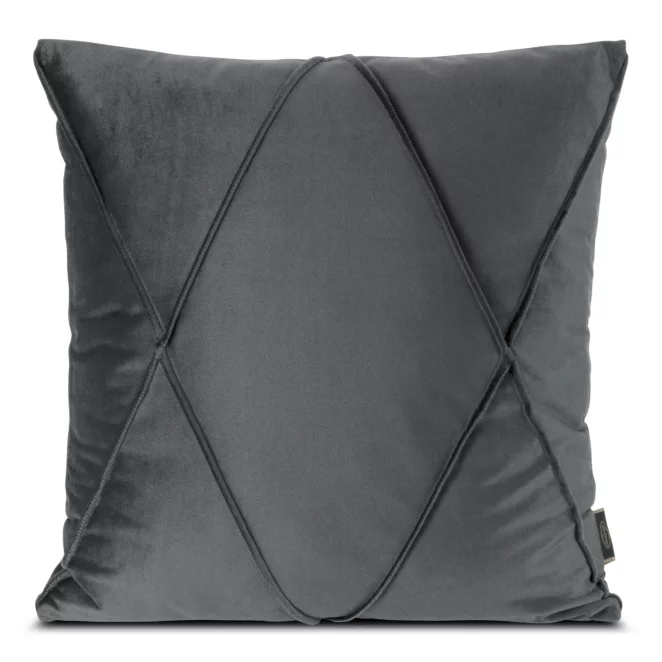 Poszewka na poduszkę 45x45 cm welwetowa stalowa z geometrycznym przeszywanym wzorem NALA 1 Eurofirany Premium