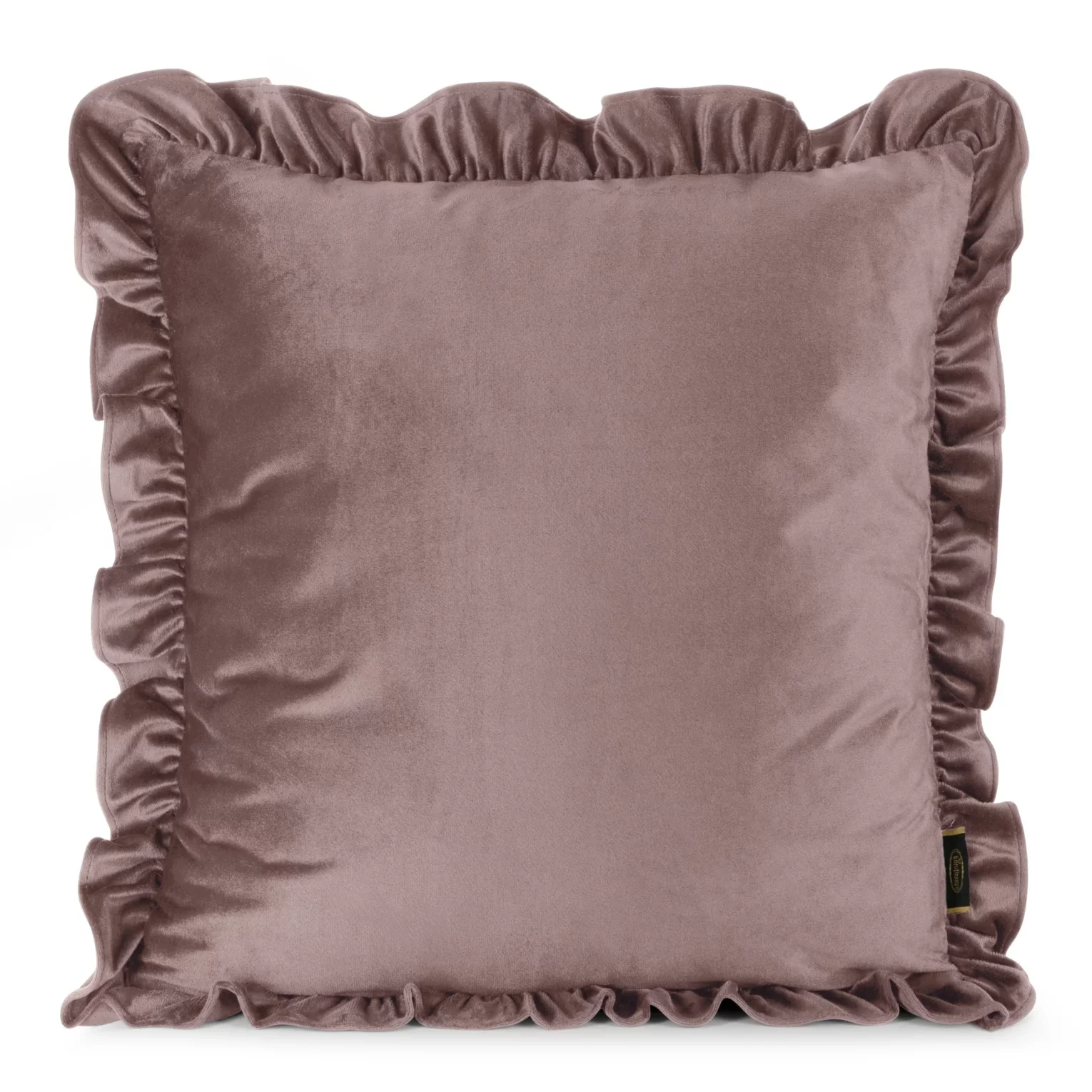 Poszewka na poduszkę 45x45 cm z aksamitnego welwetu kolor pudrowy róż zdobiona na brzegach falbanami BRENDA Eurofirany Premium