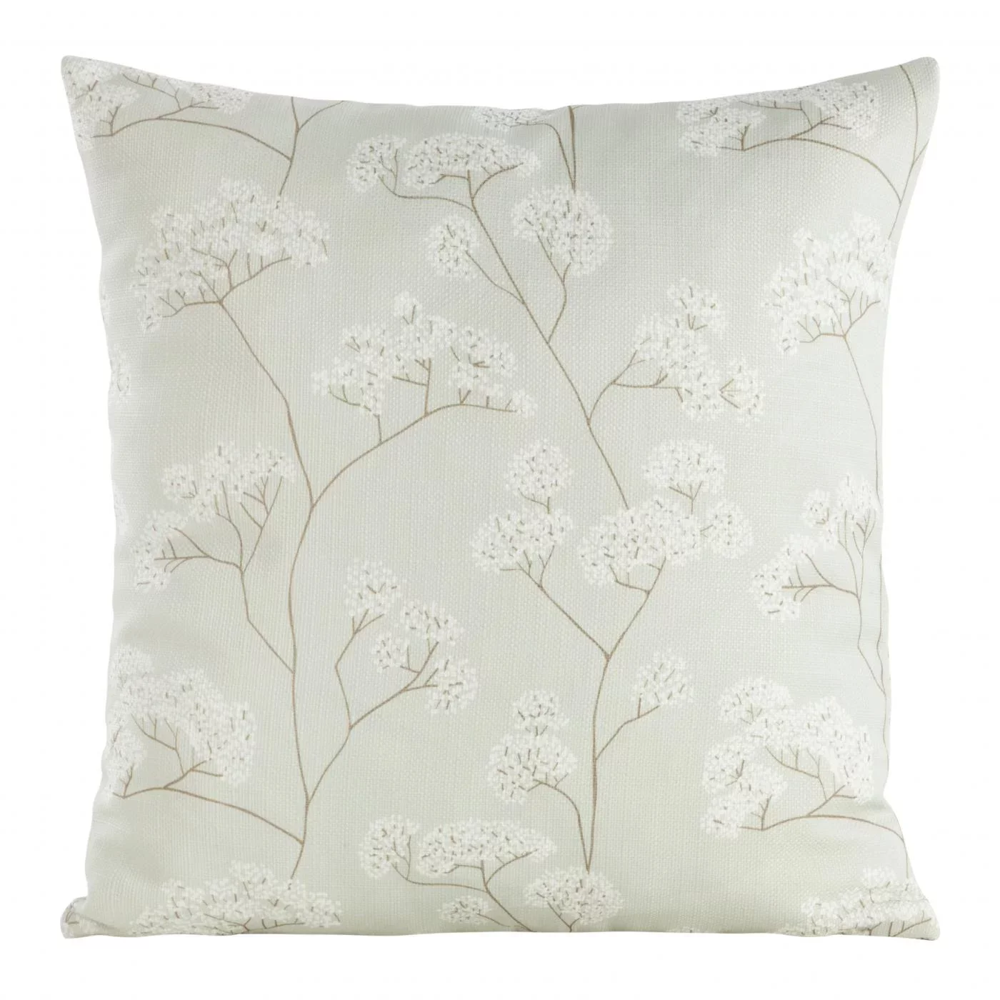 Poszewka na poduszkę 45x45 cm zdobiona kwiatowym printem jasnozielono, kremowa FLORE 4