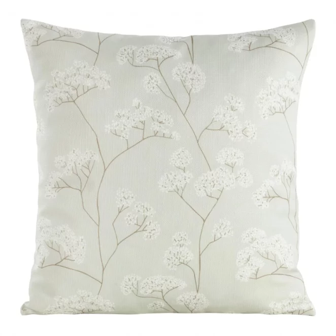 Poszewka na poduszkę 45x45 cm zdobiona kwiatowym printem jasnozielono, kremowa FLORE 4