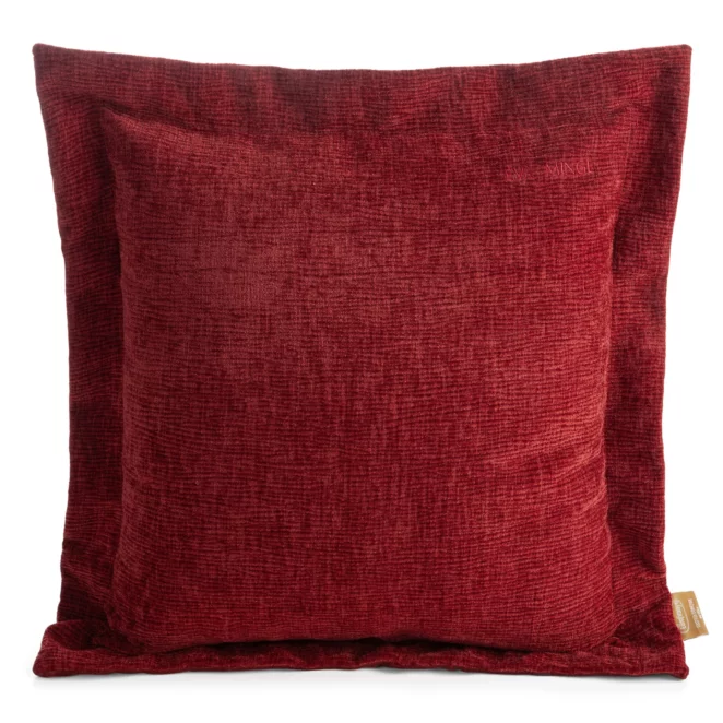 Poszewka na poduszkę 55x55 cm z szenilowej tkaniny bordowa o widocznym ozdobnym splocie Eva Minge Elegante
