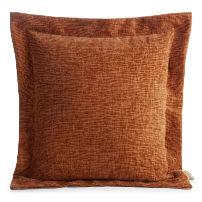 Poszewka na poduszkę 55x55 cm z szenilowej tkaniny ceglasta o widocznym ozdobnym splocie Eva Minge Elegante