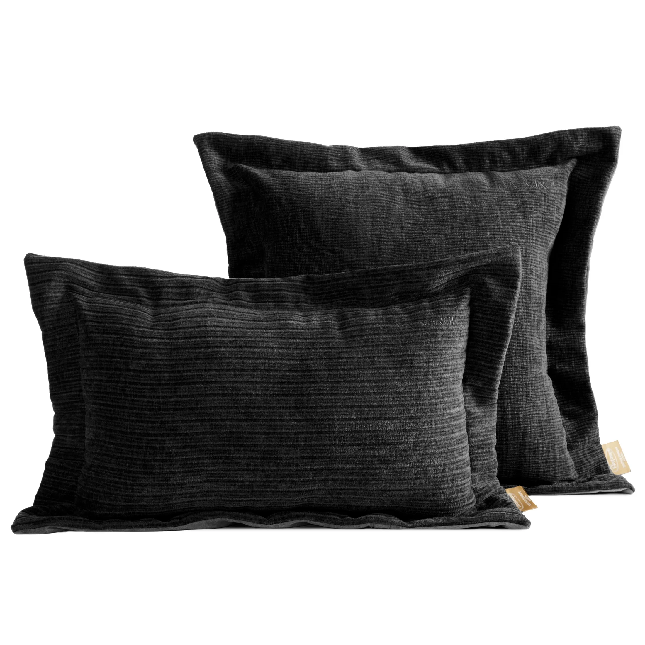 Poszewka na poduszkę 55x55 cm z szenilowej tkaniny czarna o widocznym ozdobnym splocie Eva Minge Elegante