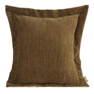 Poszewka na poduszkę 55x55 cm z szenilowej tkaniny jasnobrązowa o widocznym ozdobnym splocie Eva Minge Elegante