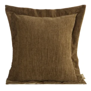 Poszewka na poduszkę  55x55 cm z szenilowej tkaniny jasnobrązowa o widocznym ozdobnym splocie Eva Minge Elegante