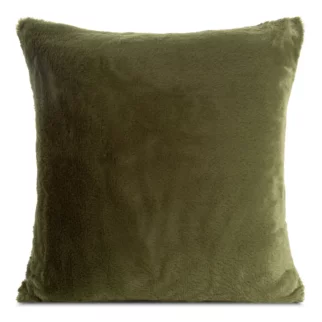 Poszewka na poduszkę 60x60 cm oliwkowa z miękkiej futrzanej tkaniny NINA