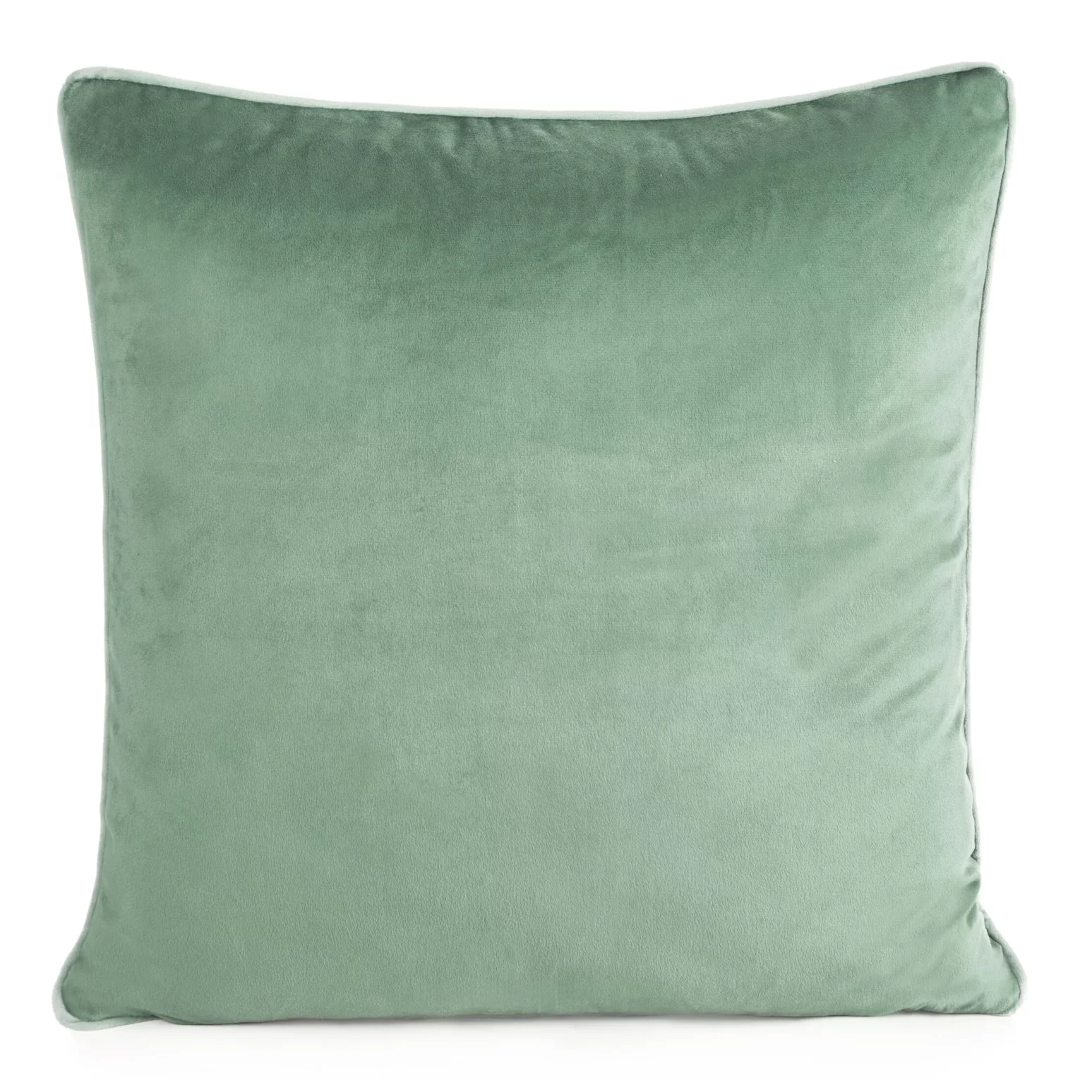 Poszewka na poduszkę 60x60 cm welwetowa kolor ciemnomiętowy o delikatnym połysku z ozdobną lamówką GAJA 2