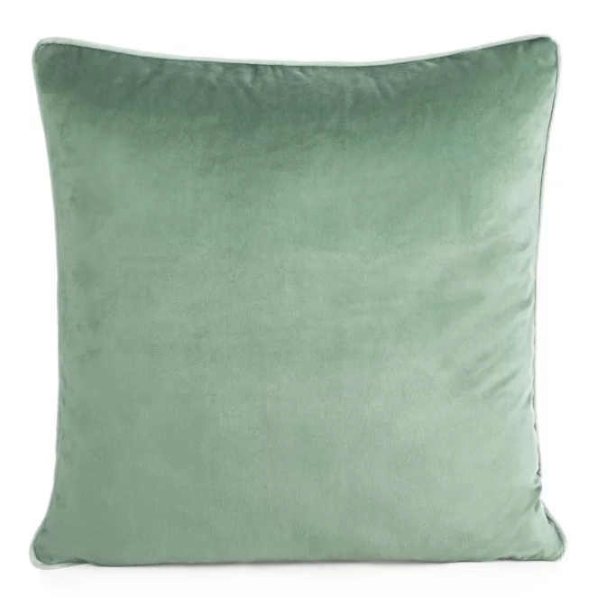 Poszewka na poduszkę 60x60 cm welwetowa kolor ciemnomiętowy o delikatnym połysku z ozdobną lamówką GAJA 2