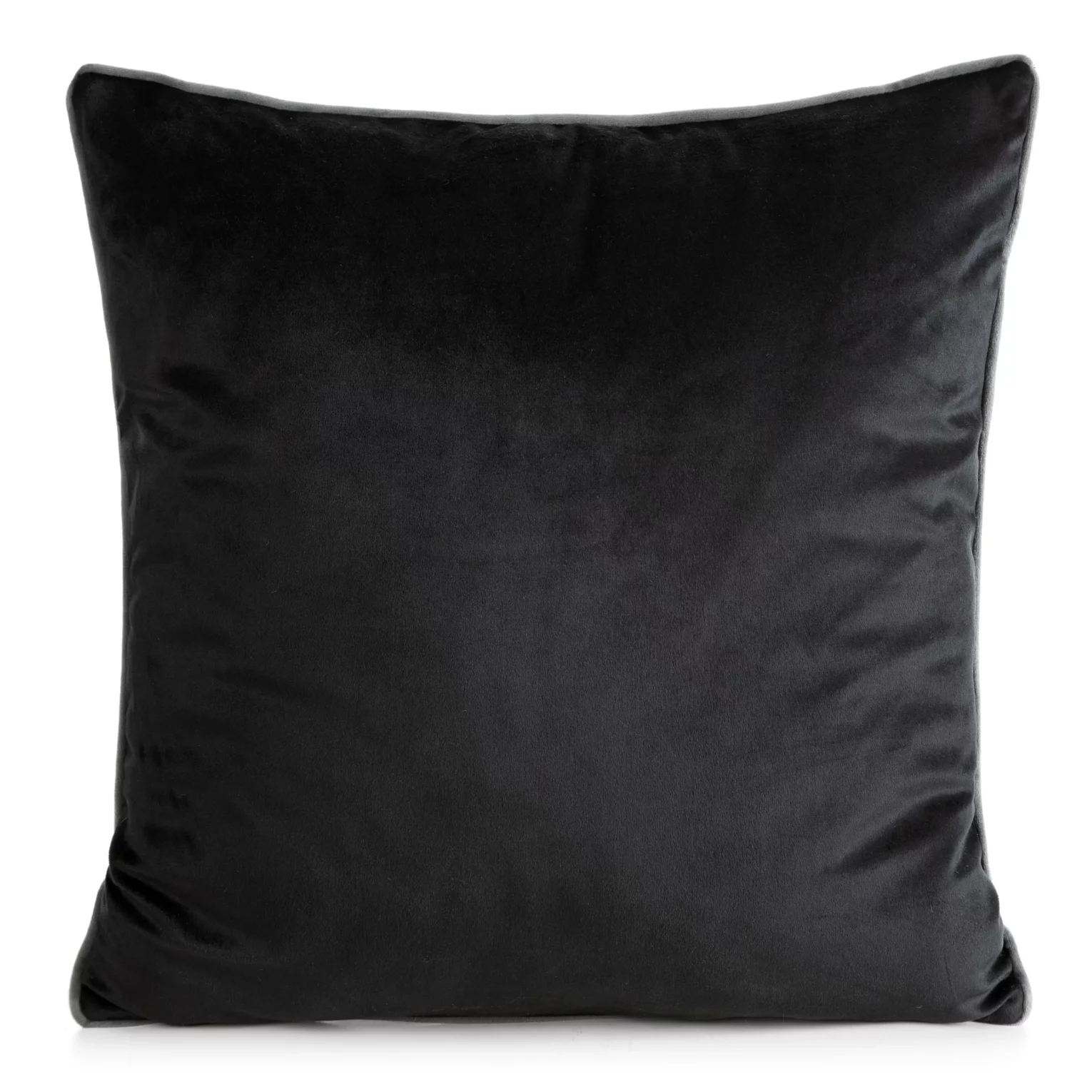 Poszewka na poduszkę 60x60 cm welwetowa kolor czarny o delikatnym połysku z ozdobną lamówką GAJA 2