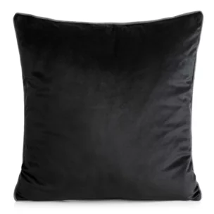 Poszewka na poduszkę 60x60 cm welwetowa kolor czarny o delikatnym połysku z ozdobną lamówką GAJA 2