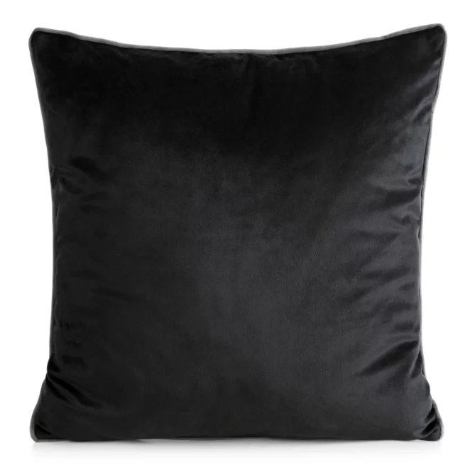 Poszewka na poduszkę 60x60 cm welwetowa kolor czarny o delikatnym połysku z ozdobną lamówką GAJA 2