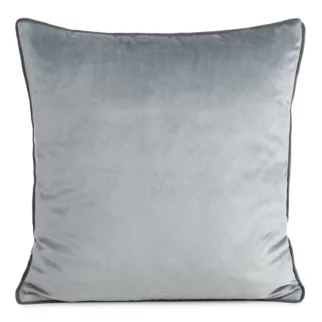 Poszewka na poduszkę 60x60 cm welwetowa kolor srebrny o delikatnym połysku z ozdobną lamówką GAJA 2