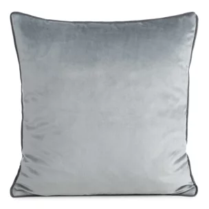 Poszewka na poduszkę 60x60 cm welwetowa kolor srebrny o delikatnym połysku z ozdobną lamówką GAJA 2