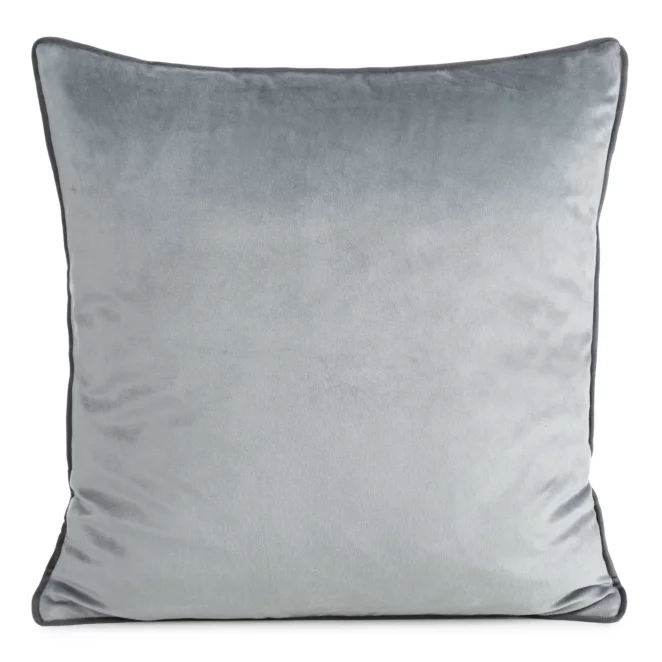 Poszewka na poduszkę 60x60 cm welwetowa kolor srebrny o delikatnym połysku z ozdobną lamówką GAJA 2