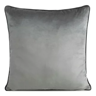 Poszewka na poduszkę 60x60 cm welwetowa kolor stalowy o delikatnym połysku z ozdobną lamówką GAJA 2