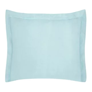 Poszewka na poduszkę 70x80 cm bawełniana błękitna z satynowym połyskiem i ozdobną kantą NOVA COLOUR