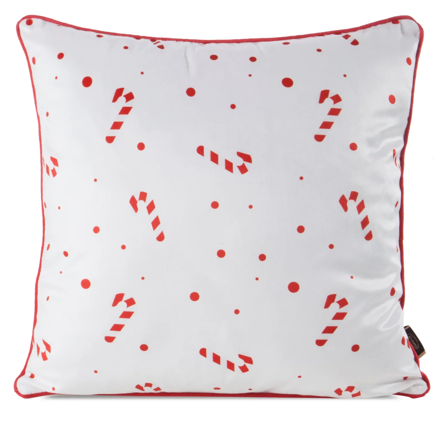 Poszewka na poduszkę świąteczna 45x45 cm  biało, czerwona  zdobiona uroczym nadrukiem i elegancką wypustką
