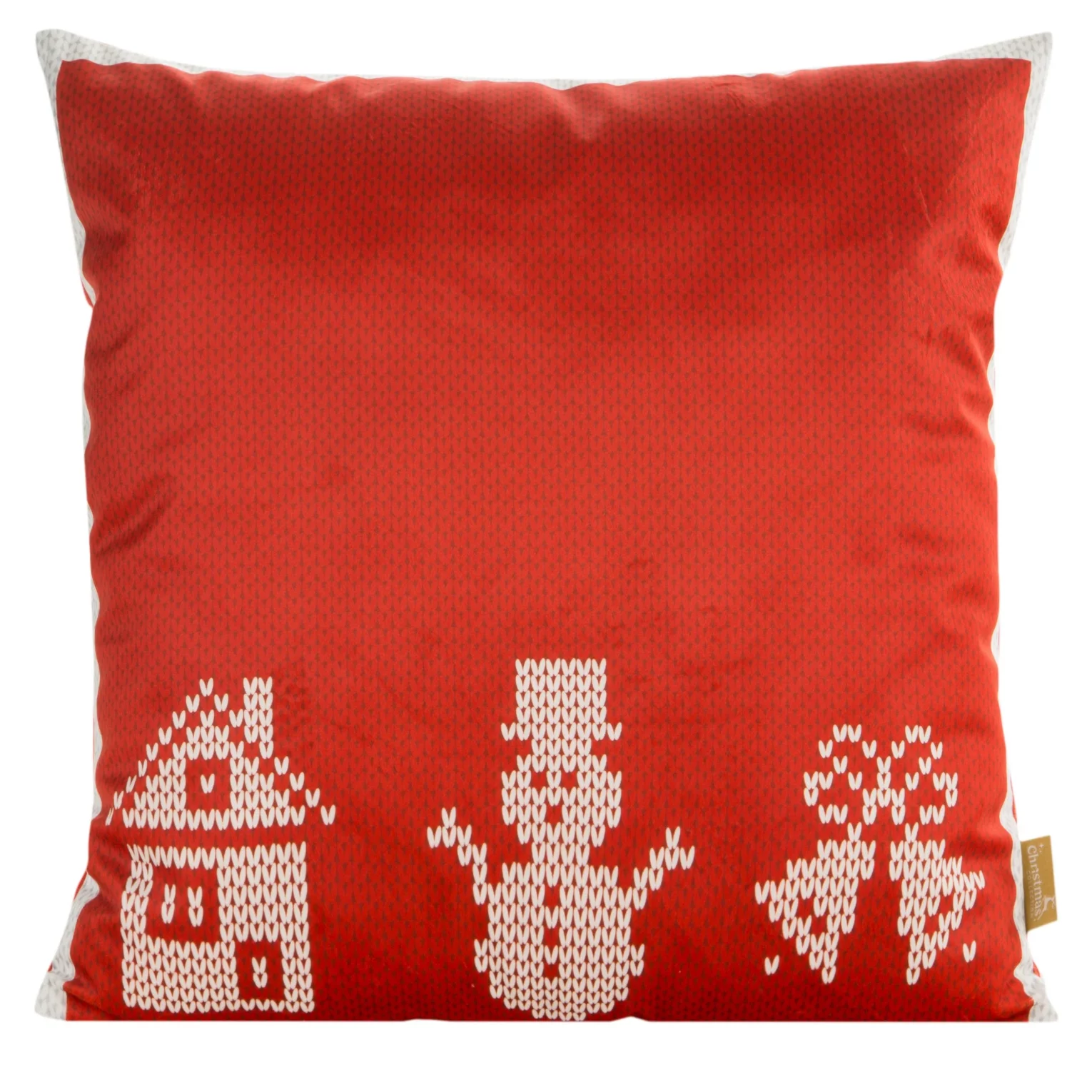 Poszewka na poduszkę 45x45 cm welwetowa czerwono, biała z motywem świątecznym NOEL