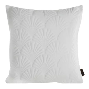 Poszewka na poduszkę 45x45 cm welwetowa, biała pikowana, wzór w stylu art deco RIA 2 Eurofirany Premium