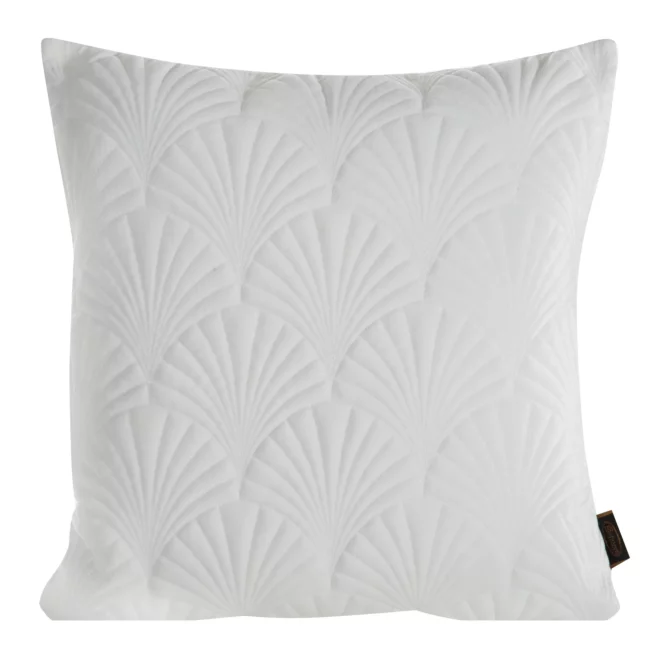 Poszewka na poduszkę 45x45 cm welwetowa, biała pikowana, wzór w stylu art deco RIA 2 Eurofirany Premium