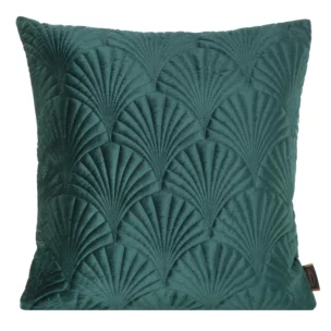 Poszewka na poduszkę 45x45 cm welwetowa, ciemnozielona pikowana, wzór w stylu art deco RIA 2 Eurofirany Premium