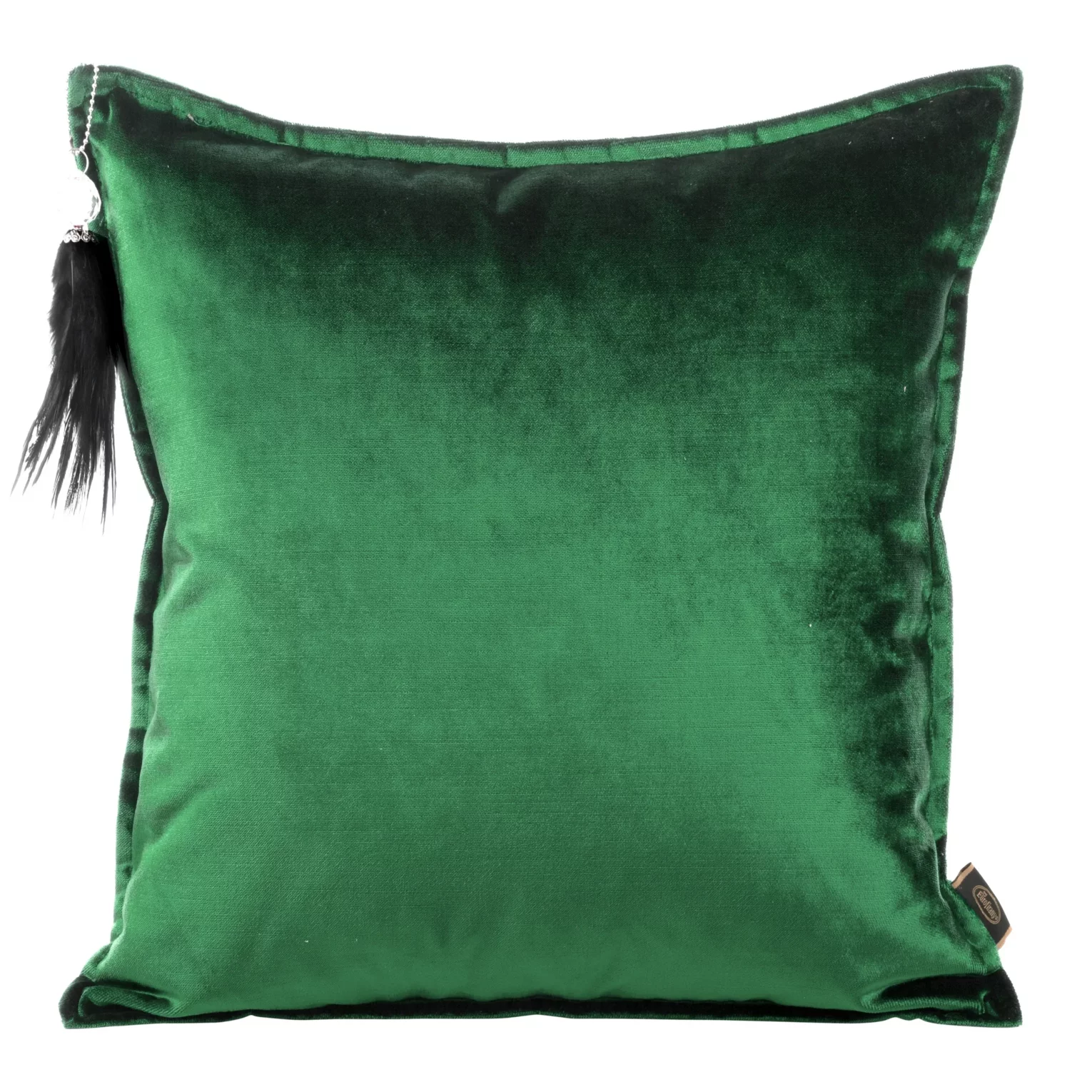 Poszewka na poduszkę 45x45 cm welwetowa ciemnozielona z ozdobnym chwostem ROYAL 5