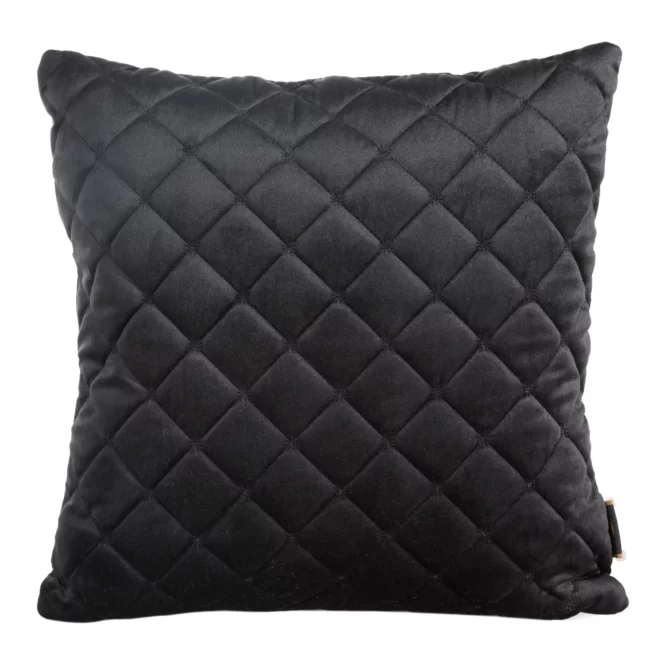 Poszewka na poduszkę 45x45 cm welwetowa czarna pikowana metodą tradycyjnego szycia RIA 1 Eurofirany Premium