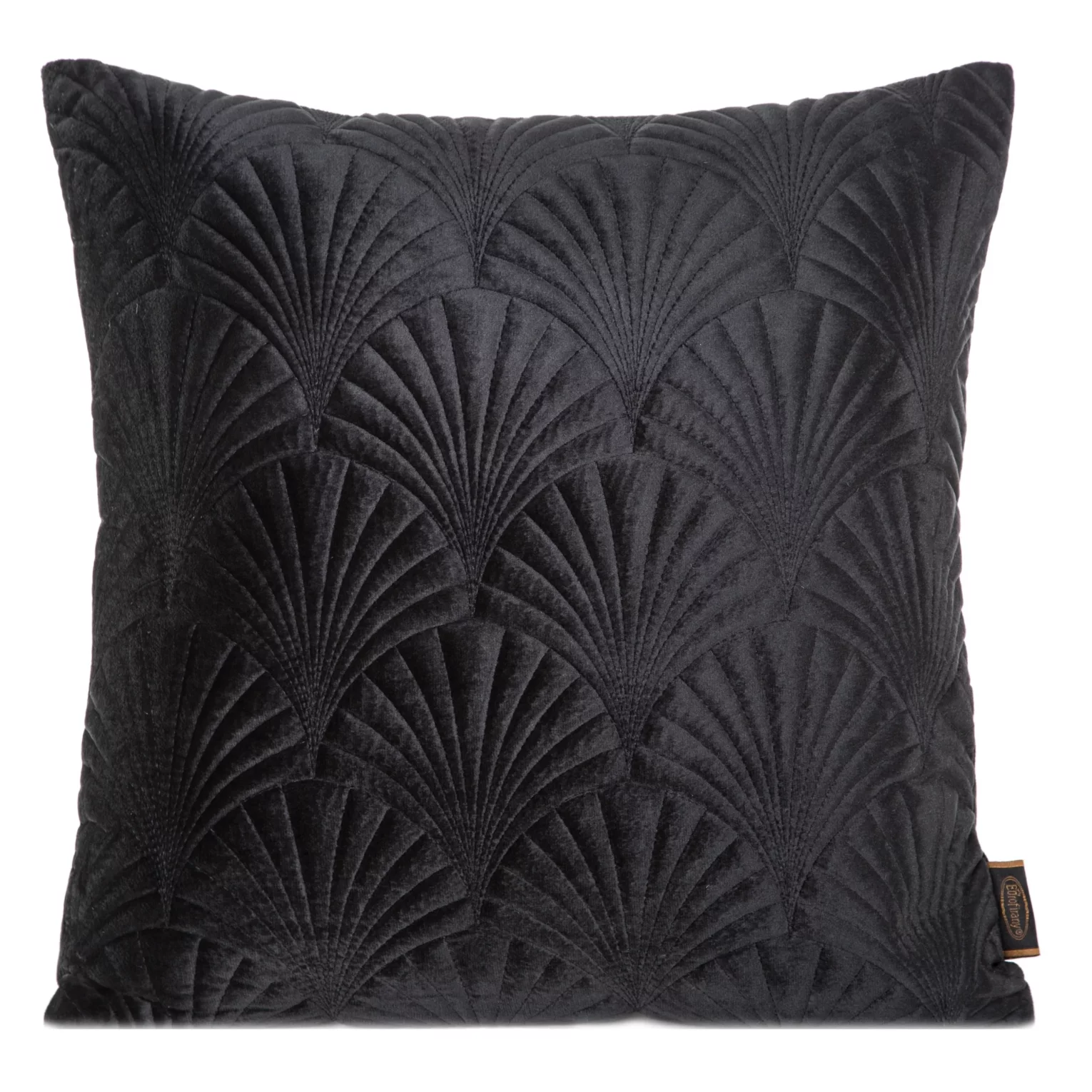 Poszewka na poduszkę 45x45 cm welwetowa, czarna pikowana, wzór w stylu art deco RIA 2 Eurofirany Premium