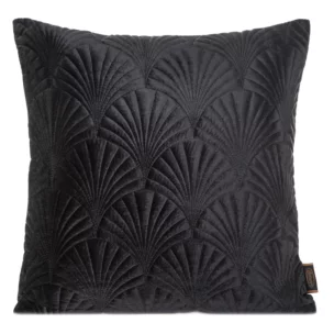 Poszewka na poduszkę 45x45 cm welwetowa, czarna pikowana, wzór w stylu art deco RIA 2 Eurofirany Premium