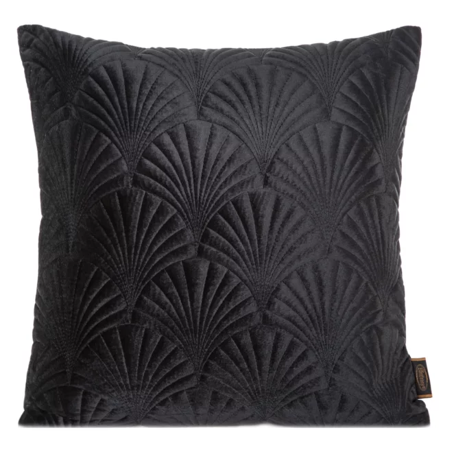Poszewka na poduszkę 45x45 cm welwetowa, czarna pikowana, wzór w stylu art deco RIA 2 Eurofirany Premium