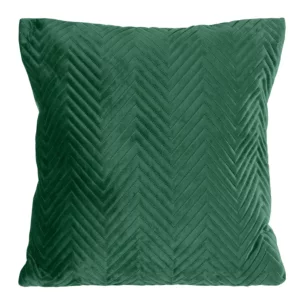 Poszewka na poduszkę 45x45 cm welwetowa, ciemnozielona pikowana w jodełkę metodą hot press SOFIA Eurofirany Premium