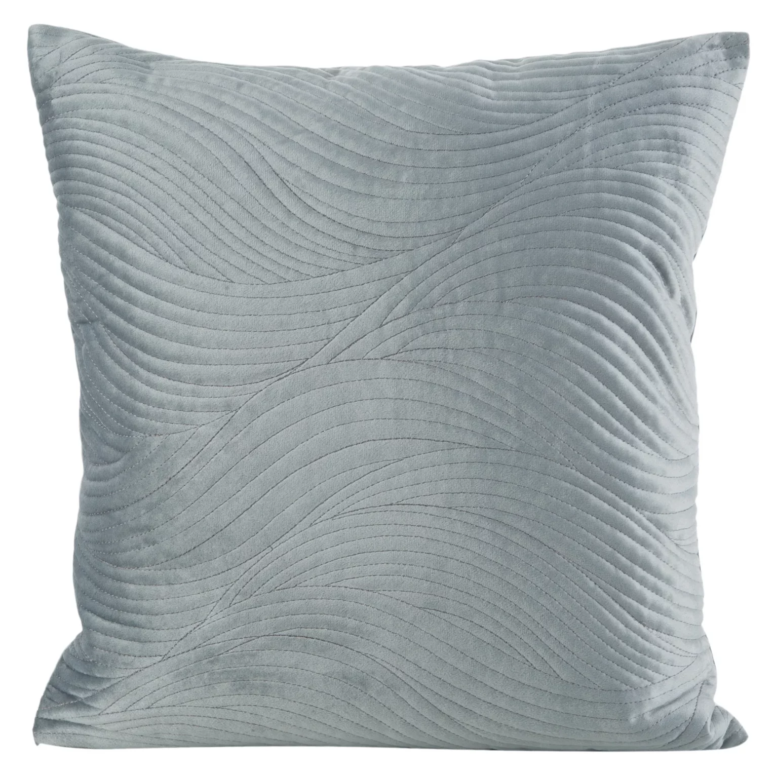 Poszewka na poduszkę 45x45 cm welwetowa, srebrna pikowana w falujący wzór RIA5 Eurofirany Premium