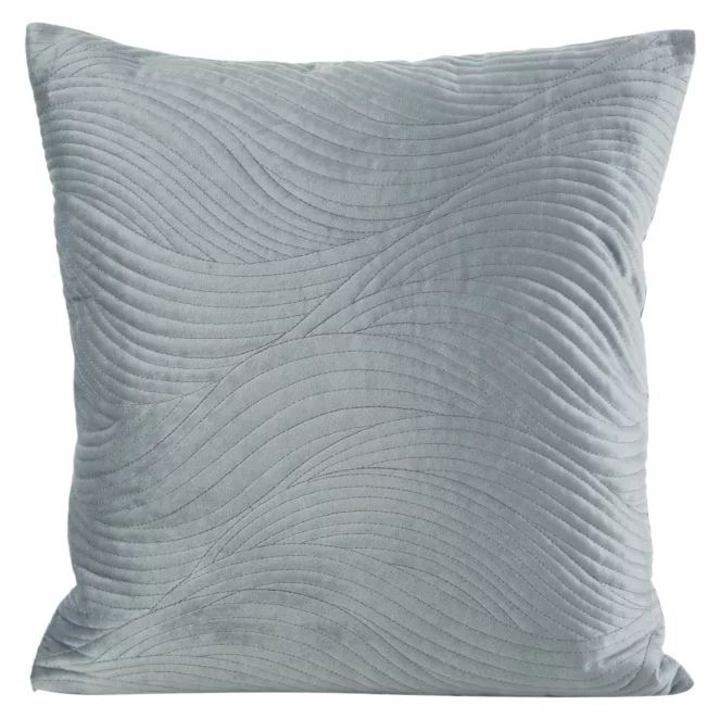 Poszewka na poduszkę 45x45 cm welwetowa, srebrna pikowana w falujący wzór RIA5 Eurofirany Premium