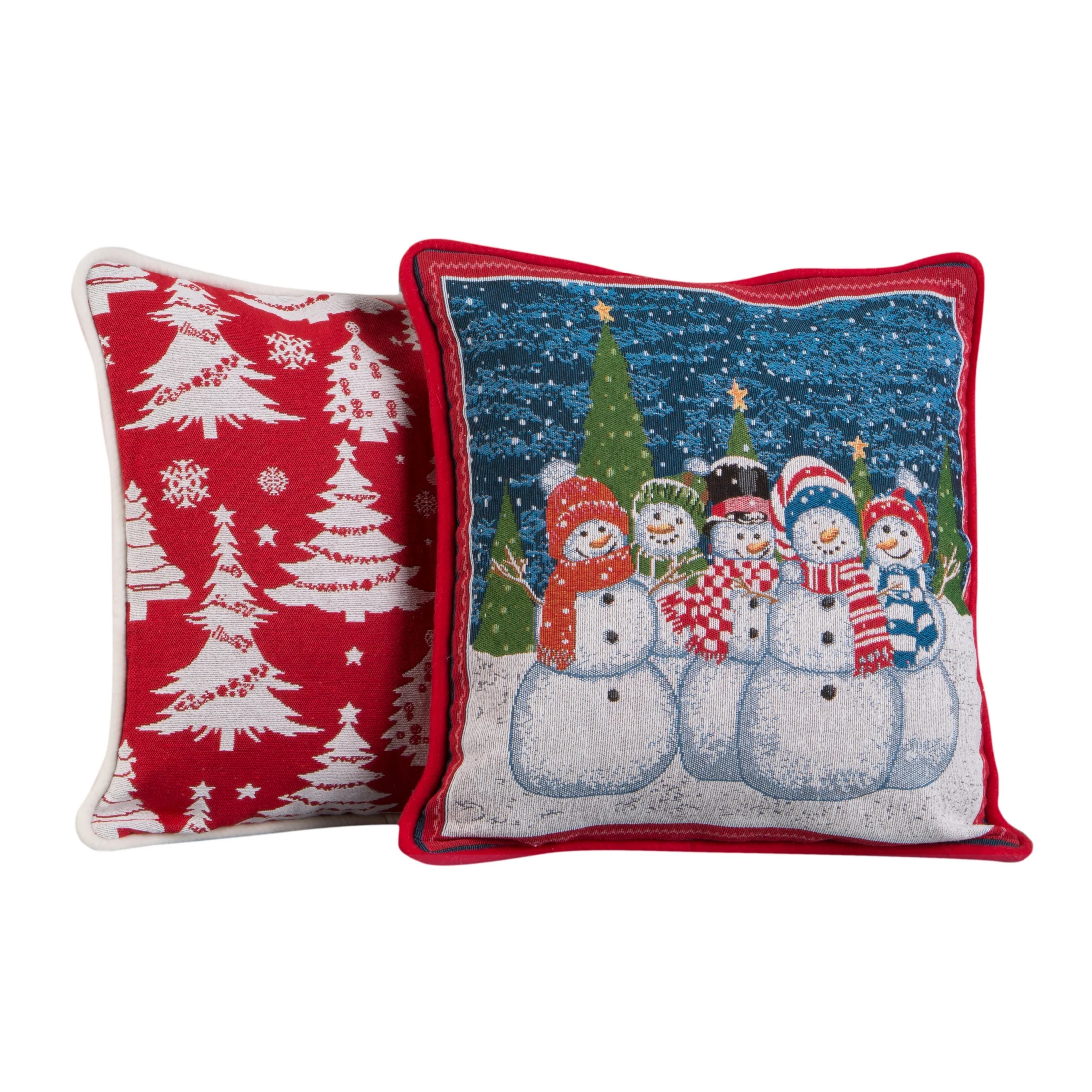Poszewka świąteczna XMAS tkana w motyw choinek z miękką wypustką na brzegach