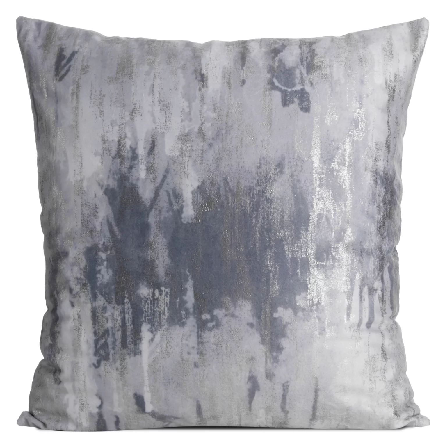 Poszewka na poduszkę 45x45 cm welwetowa, szara zdobiona metalicznym przecieranym wzorem TINA