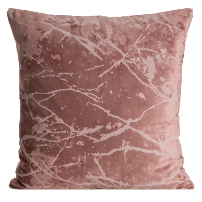 Poszewka na poduszkę 45x45 cm welwetowa kolor różowy z marmurkowym wzorem VELVET 72 Eurofirany Premium