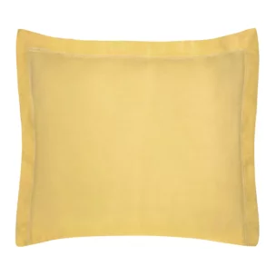 Poszewka na poduszkę 70x80 cm bawełniana musztardowa z satynowym połyskiem i ozdobną kantą NOVA COLOUR