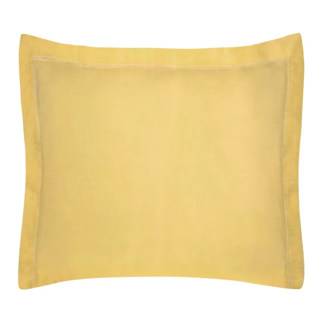 Poszewka na poduszkę 70x80 cm bawełniana musztardowa z satynowym połyskiem i ozdobną kantą NOVA COLOUR