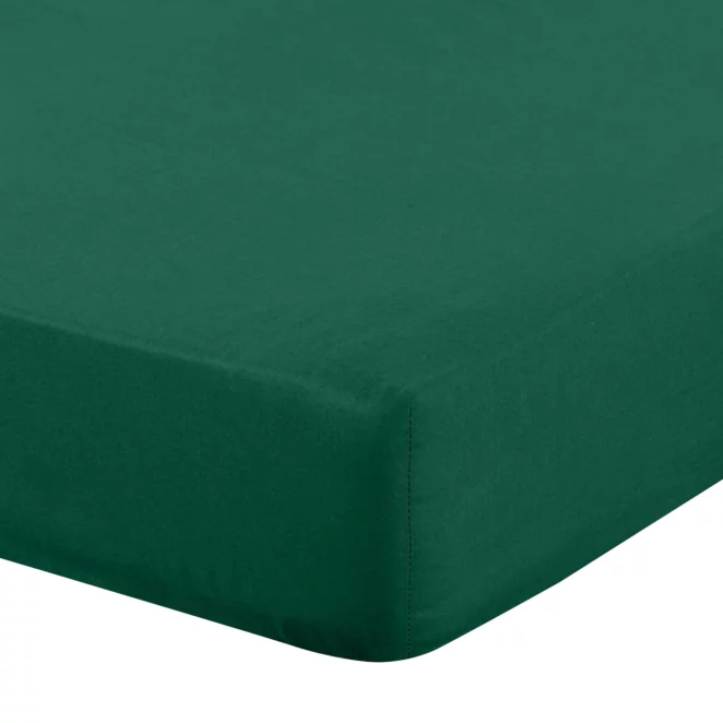 Prześcieradło z gumką 100x200 cm z bawełny kolor butelkowa zieleń 105 g/m2 BASIC
