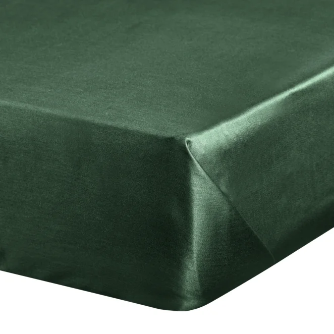 Prześcieradło bez gumki 160x210 cm z satyny bawełnianej kolor ciemnozielony 125 g/m2 DINA Diva Line