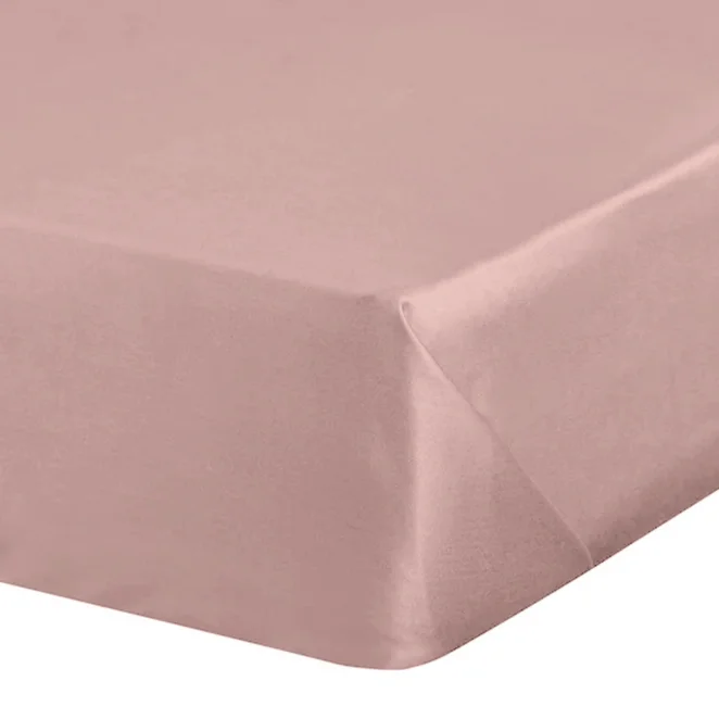 Prześcieradło bez gumki 180x210 cm z satyny bawełnianej kolor pudrowy róż 125 g/m2 DINA Diva Line