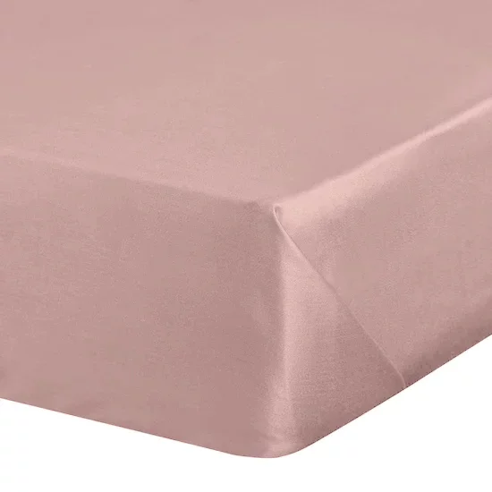 Prześcieradło bez gumki 180x210 cm z satyny bawełnianej kolor pudrowy róż 125 g/m2 DINA Diva Line