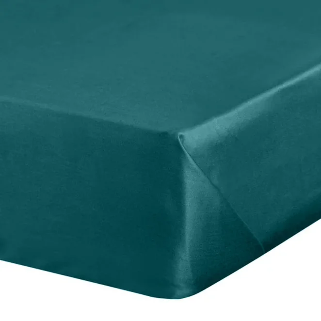 Prześcieradło bez gumki 180x210 cm z satyny bawełnianej kolor turkusowy 125 g/m2 DINA Diva Line